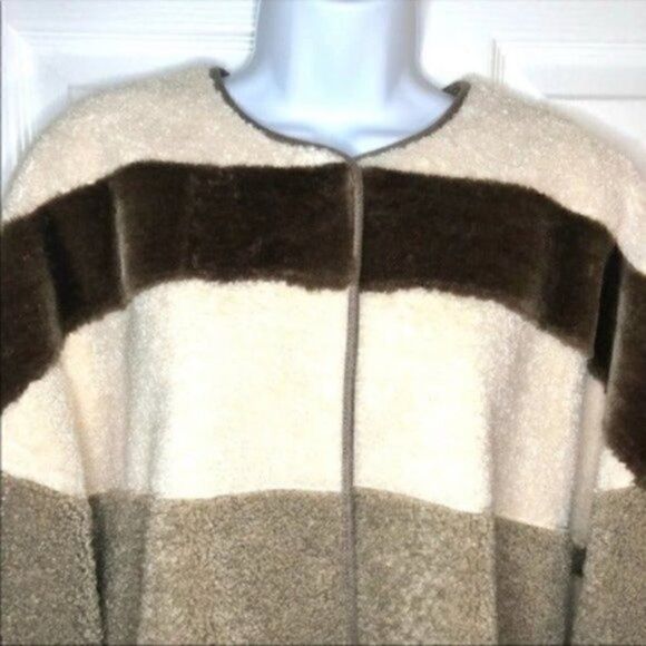 Eliza J ColorBlock Faux Fur Coat Jacket Shearling S - Picture 3 of 9